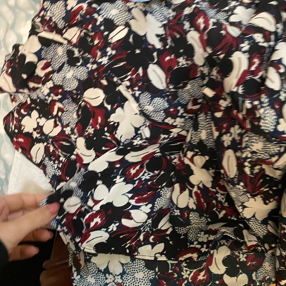 Veronica Beard / Franklin floral ruffle long sleeve mini dot Dress size 2 - Picture 7 of 7